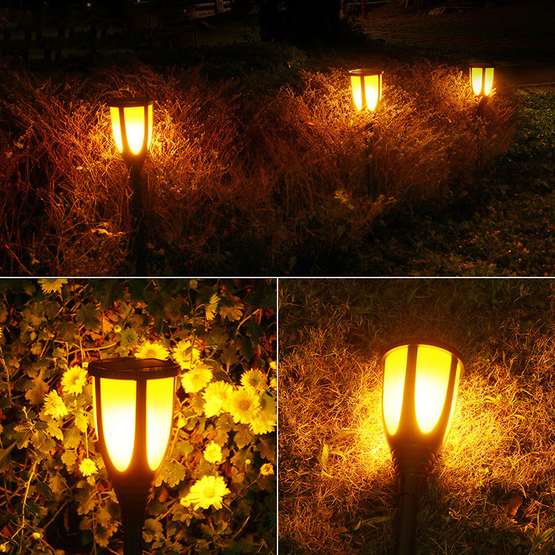 Solar Lamp 75led Simulation Flame Lamp Outdoor Waterproof Ground Garden Lawn Torch Lamp