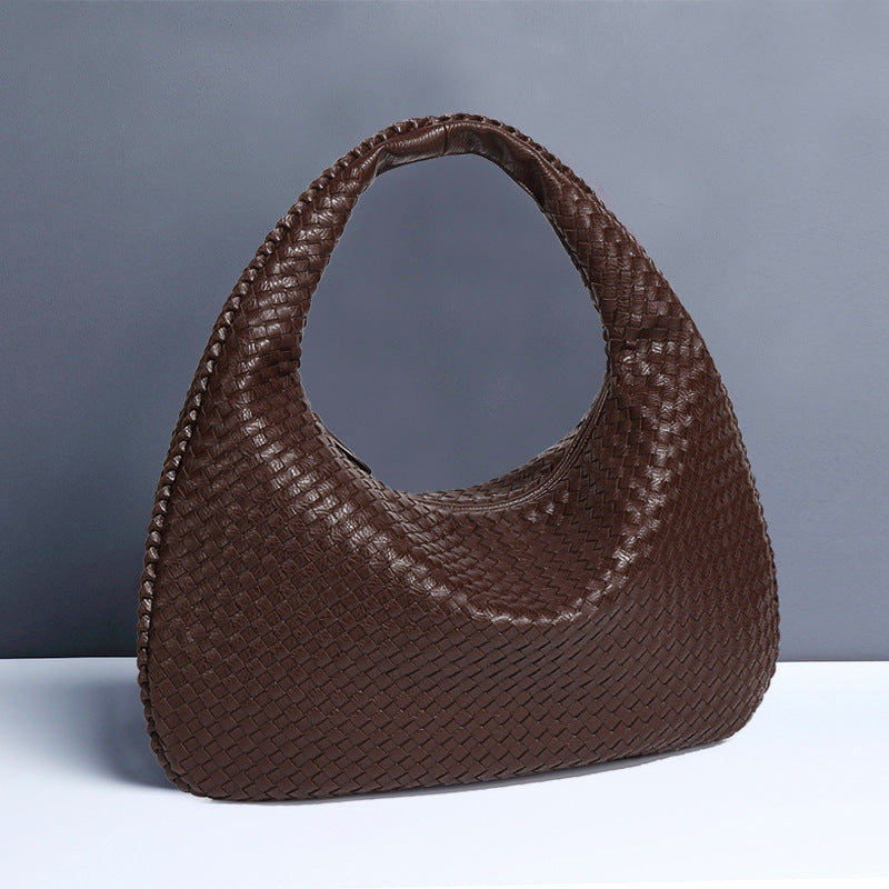 Sac à bandoulière en forme de croissant pour femme, tissé à la main, sac à boulettes, sac à bandoulière simple à la mode