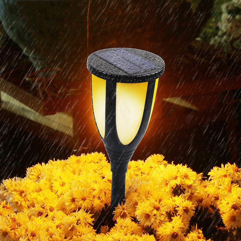 Solar Lamp 75led Simulation Flame Lamp Outdoor Waterproof Ground Garden Lawn Torch Lamp