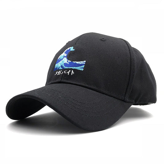 Casquette de baseball à vagues brodées créative pour hommes et femmes en plein air couple casquette à bec de canard tendance