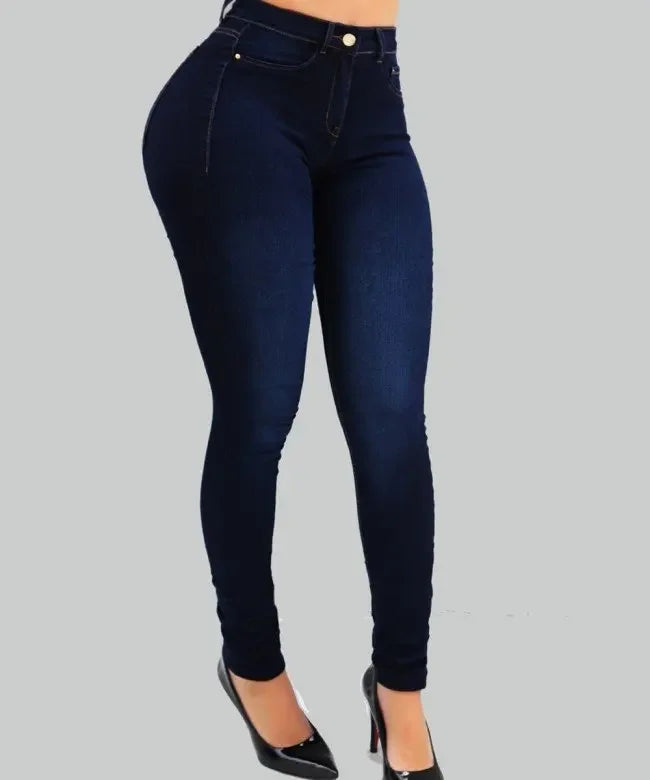 Pantalones vaqueros de cintura alta de color puro para mujer, pantalones de mezclilla para jugar en la calle, pantalones para cultivar la moralidad, pantalones que moldean la figura con pantalones vaqueros de cintura alta