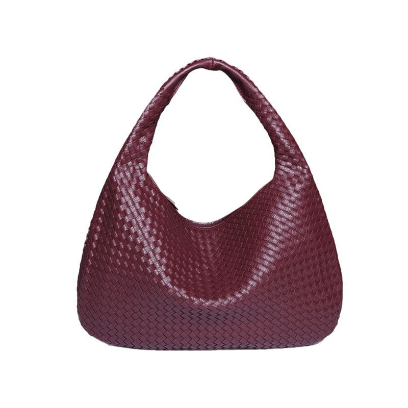 Sac à bandoulière en forme de croissant pour femme, tissé à la main, sac à boulettes, sac à bandoulière simple à la mode