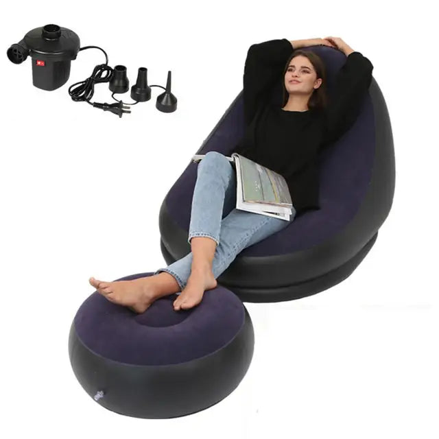 Colchón de aire inflable, sofá perezoso, sillón reclinable, cómodo taburete para piernas, puf individual para uso doméstico y al aire libre