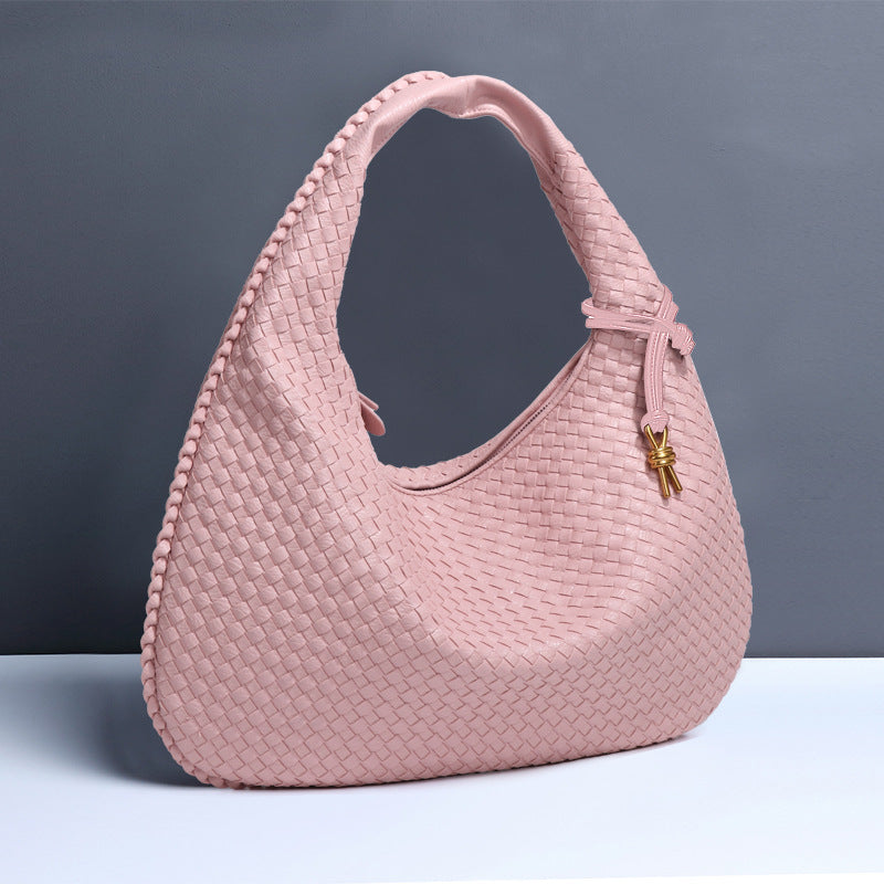 Sac à bandoulière en forme de croissant pour femme, tissé à la main, sac à boulettes, sac à bandoulière simple à la mode