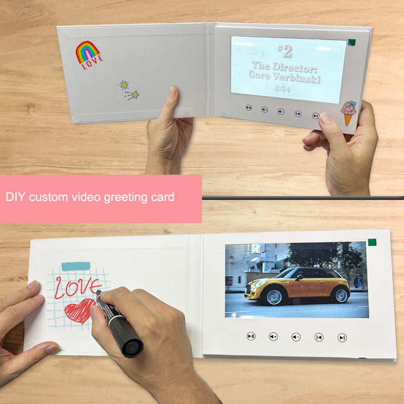 IPS video greeting card, 3D birthday music brochure, DIY custom video greeting card