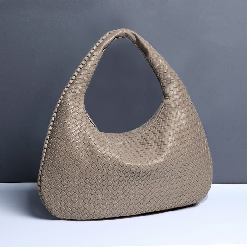 Sac à bandoulière en forme de croissant pour femme, tissé à la main, sac à boulettes, sac à bandoulière simple à la mode