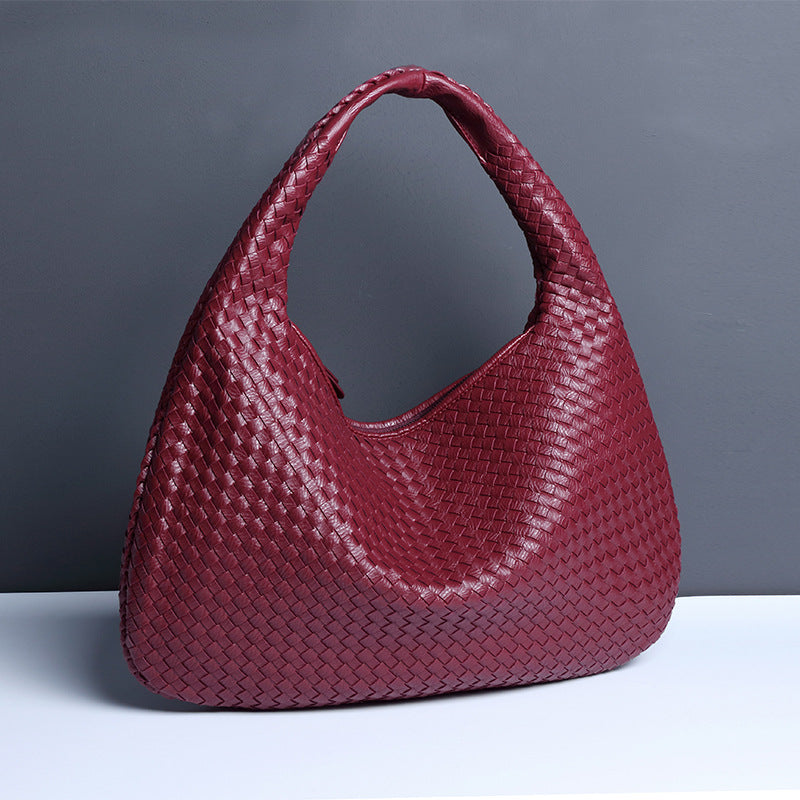 Sac à bandoulière en forme de croissant pour femme, tissé à la main, sac à boulettes, sac à bandoulière simple à la mode