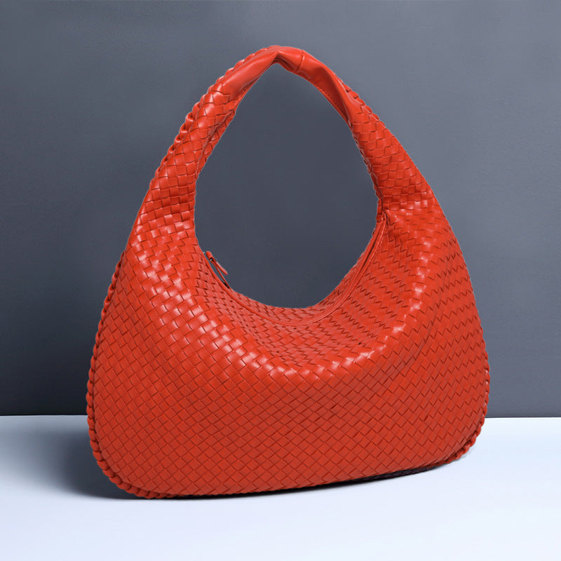 Sac à bandoulière en forme de croissant pour femme, tissé à la main, sac à boulettes, sac à bandoulière simple à la mode