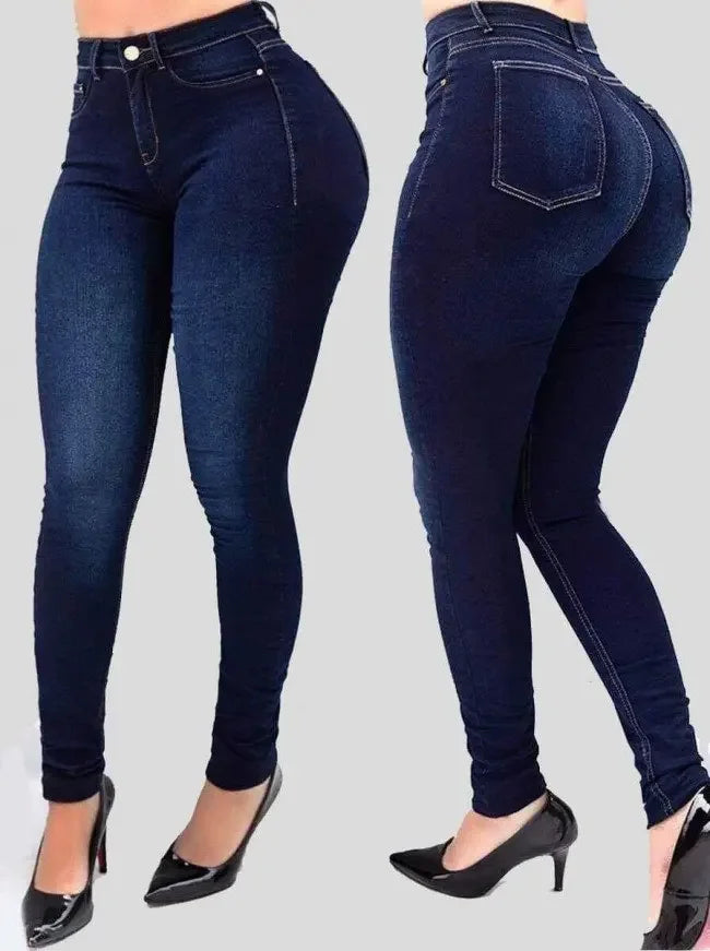 Pantalones vaqueros de cintura alta de color puro para mujer, pantalones de mezclilla para jugar en la calle, pantalones para cultivar la moralidad, pantalones que moldean la figura con pantalones vaqueros de cintura alta