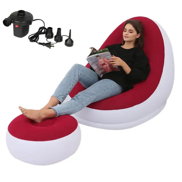 Colchón de aire inflable, sofá perezoso, sillón reclinable, cómodo taburete para piernas, puf individual para uso doméstico y al aire libre