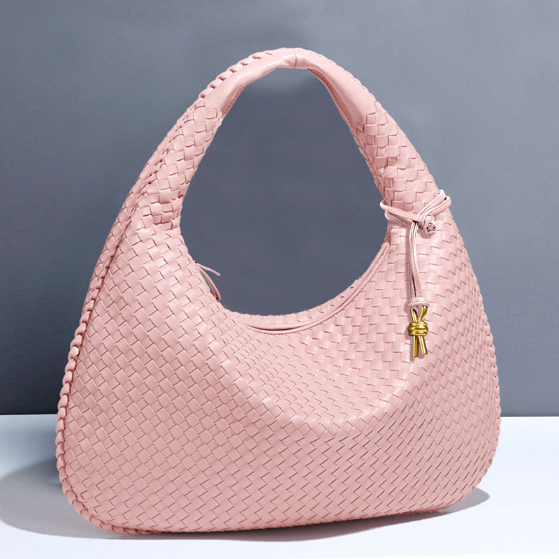 Sac à bandoulière en forme de croissant pour femme, tissé à la main, sac à boulettes, sac à bandoulière simple à la mode