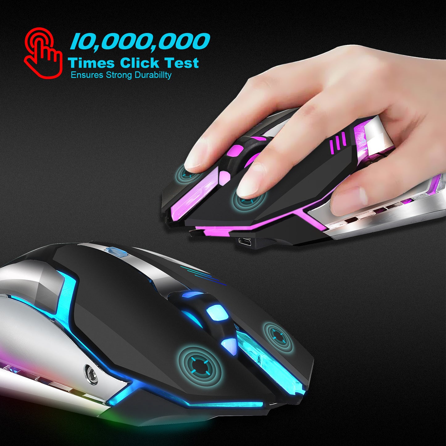 Wireless gaming mouse rechargeable 2.4G mouse with built-in 600mAh RGB illuminated business office mute mouse