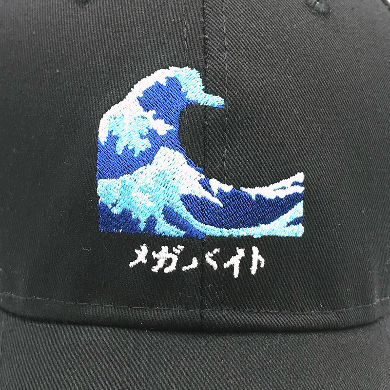 Casquette de baseball à vagues brodées créative pour hommes et femmes en plein air couple casquette à bec de canard tendance