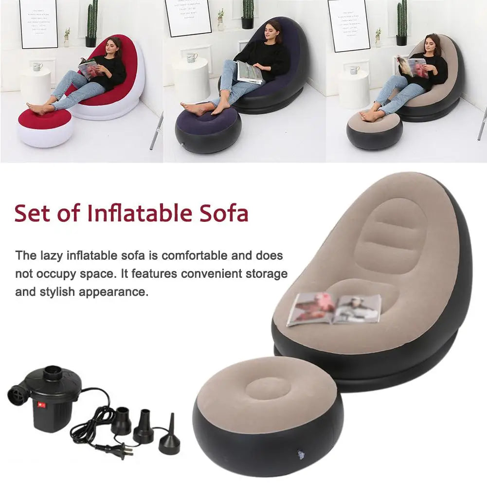 Colchón de aire inflable, sofá perezoso, sillón reclinable, cómodo taburete para piernas, puf individual para uso doméstico y al aire libre