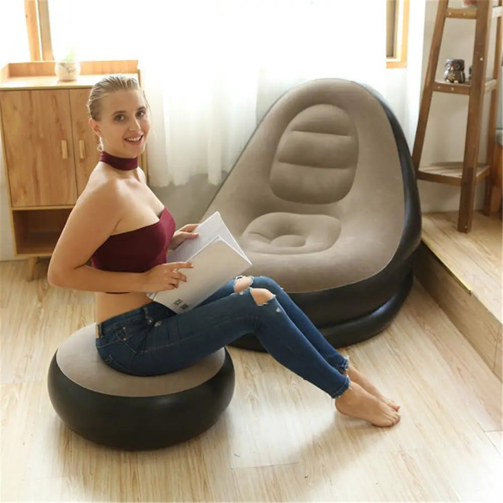 Colchón de aire inflable, sofá perezoso, sillón reclinable, cómodo taburete para piernas, puf individual para uso doméstico y al aire libre