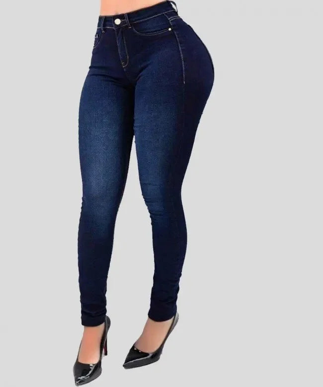 Pantalones vaqueros de cintura alta de color puro para mujer, pantalones de mezclilla para jugar en la calle, pantalones para cultivar la moralidad, pantalones que moldean la figura con pantalones vaqueros de cintura alta