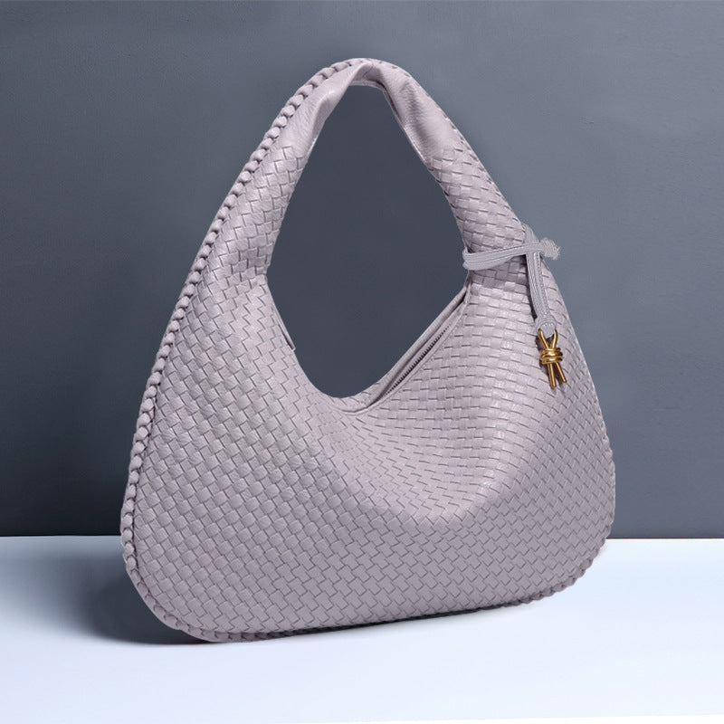 Sac à bandoulière en forme de croissant pour femme, tissé à la main, sac à boulettes, sac à bandoulière simple à la mode