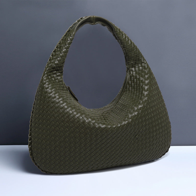 Sac à bandoulière en forme de croissant pour femme, tissé à la main, sac à boulettes, sac à bandoulière simple à la mode